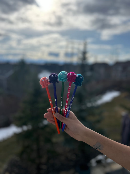 Octopus Pencil Toppers (Set of 5) - Comes with pencils